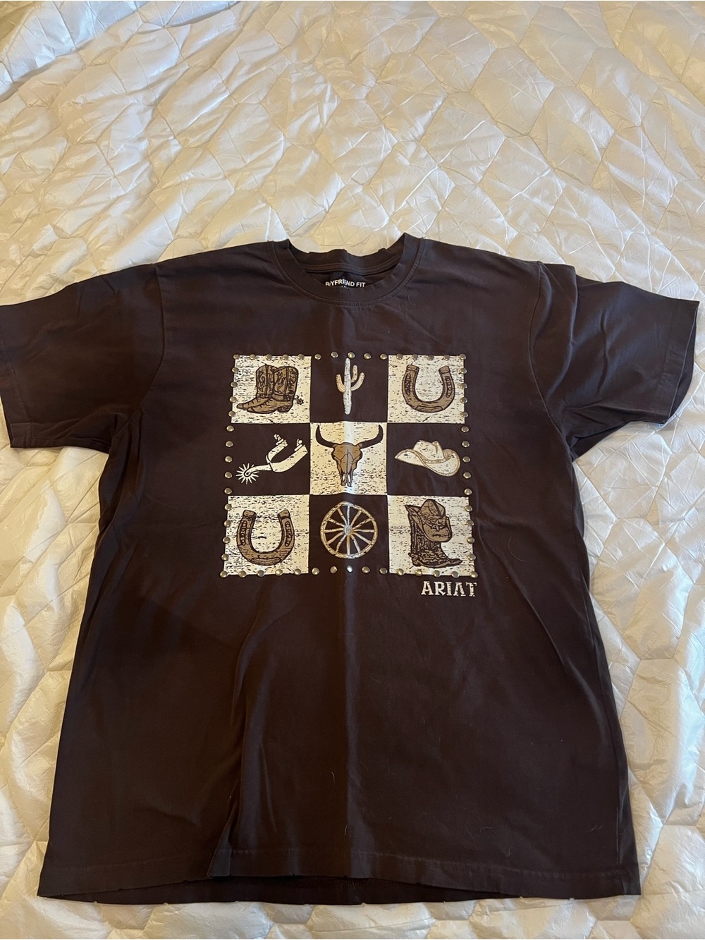 Ariat Boyfriend Brown Western Graphic Tee M